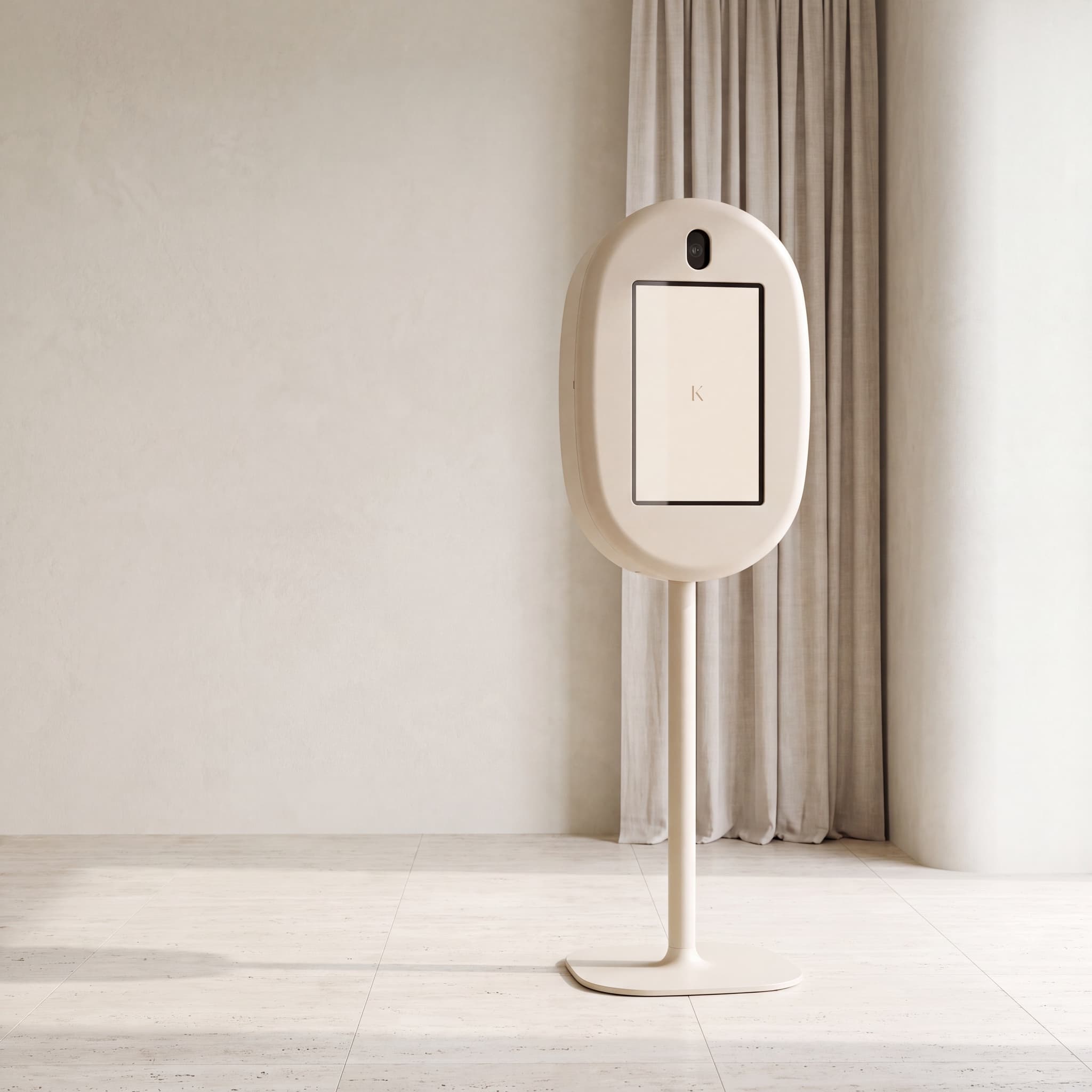 Modern Atelier Ivory integrated booth in a quiet plaster and stone salon